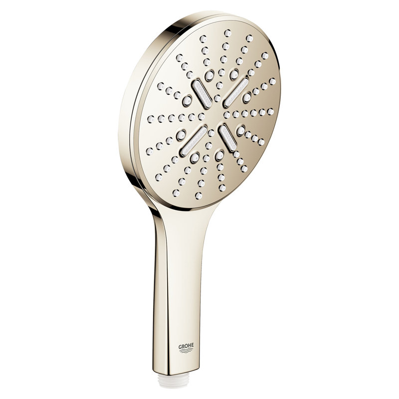 GROHE Rainshower 3-Setting Handheld Shower Head, Rain Jet Settings, 1.75 GPM, Polished Nickel Infinity