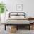 Amylia Black Metal Platform Bed with 40-Inch Solid Wood Headboard, Underbed Storage, Noise-Free Support, No Box Spring Needed-2025536610-2015625704