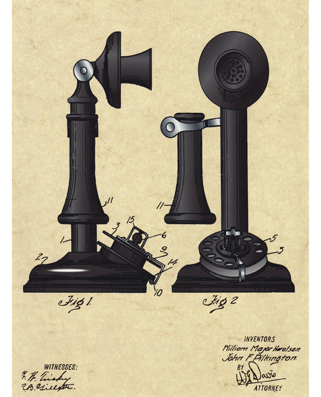 Publicité rétro sur toile tendue «Vintage 144 Téléphone», H 16 po x l 12 po x P 1,5 po