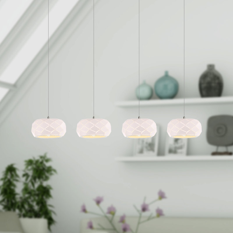 Bixby 4 - Light Natural Cluster Pendant, White