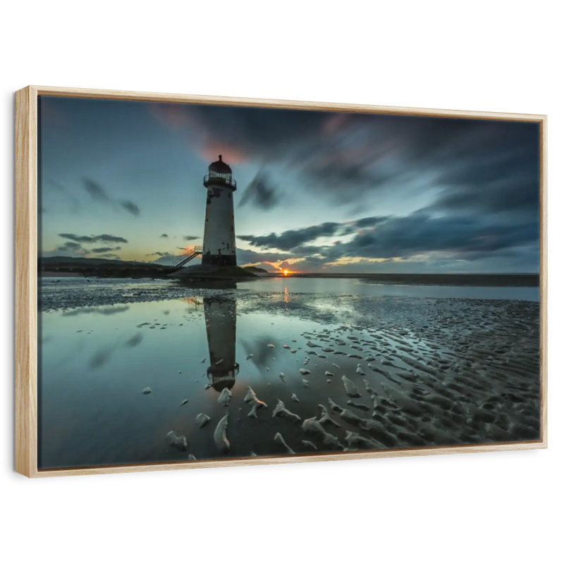 Phare de Point Of Ayr, Cadre flottant en bois naturel, 13 po x 9 po