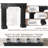  43.28" Fireplace Mantel, Freestanding Fireplace Surround With Leg For Electric Fireplaces, Mdf Mantel Surround With Shelf For Living Room With Decorative Pattern, Anti-Tipping & Waterproof