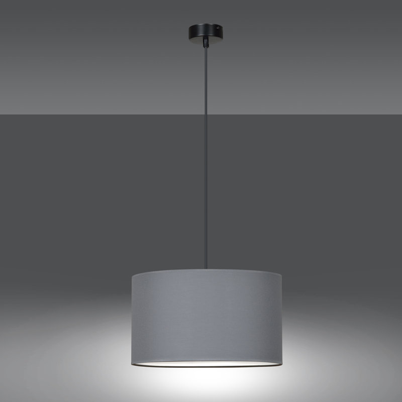 Pascua 1 - Light Black Drum Pendant, Gray