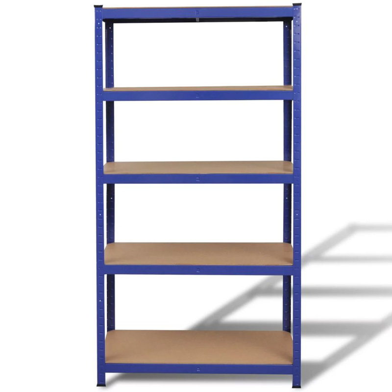 90cm W Steel Shelving Unit, Blue/Brown