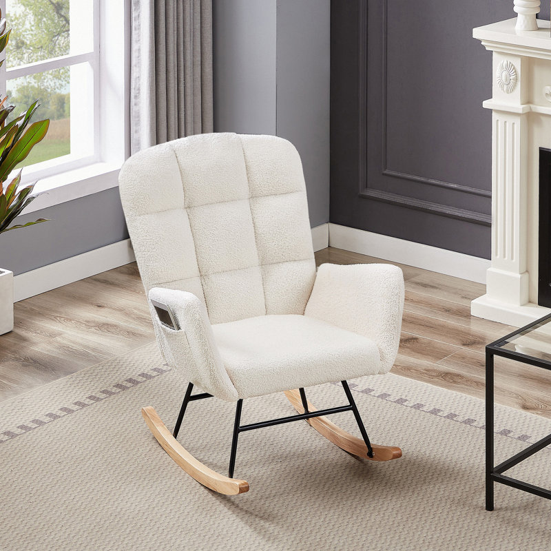 Fauteuil berçant crème blanc Teddy