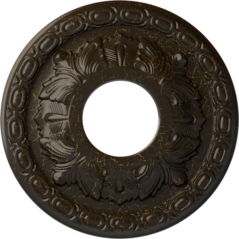Médaillon de plafond Endurathane Helene, DE 11 7/8 po x P 3 5/8 po x P 7/8 po (convient aux auvents jusqu'à 5 1/4 po), finition bronze patiné peint à la main