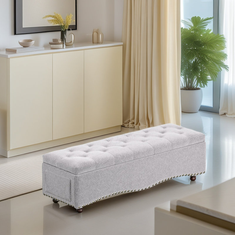 Repose-pieds en cuir avec garniture cloutée American