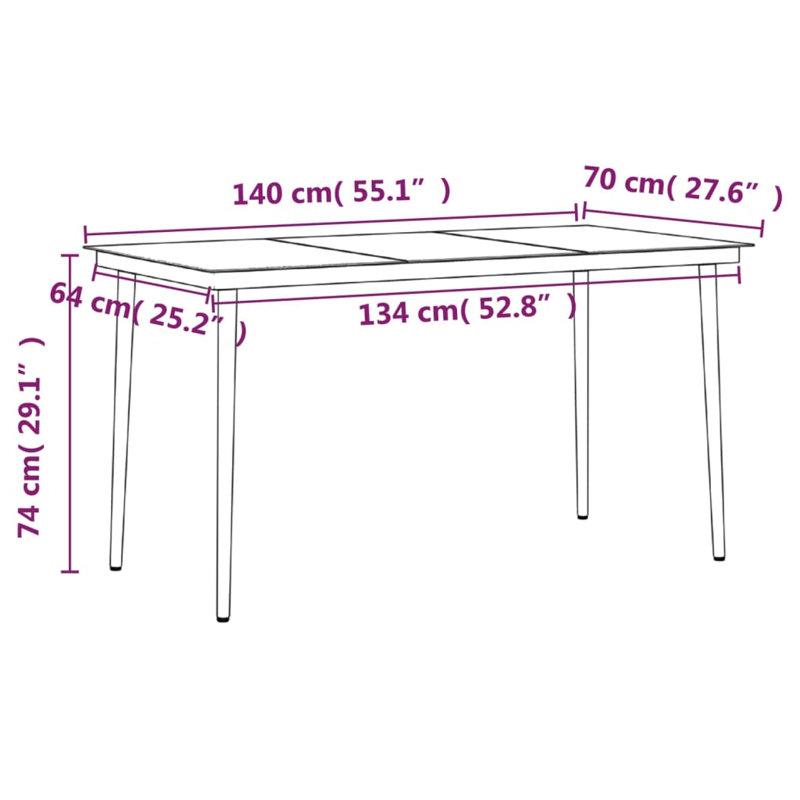 Ensemble bistro 2 personnes Caitlyn-Rose, Gris, 6, H 29,1 po x l 55,1 po x P 27,6 po