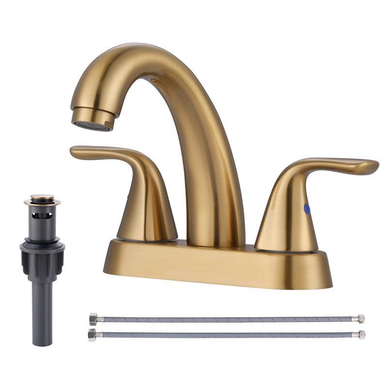 Centerset 2-handle Bathroom Faucet with Drain Assembly, Gold