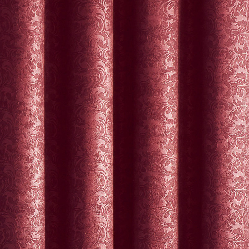Jamie Embossed Scroll Grommet Blackout Curtain Panel, 55" W x 90" L, Red