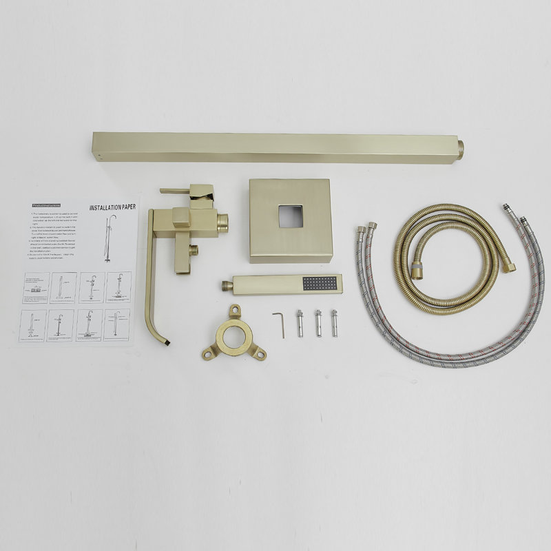 Floor Tub Spout with Diverter, Brushed Gold