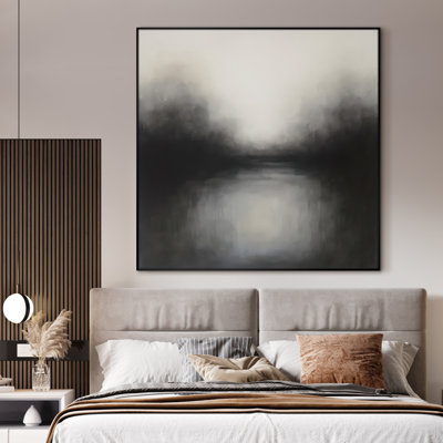 Extra Large Wall Art Fabric Print - Modern Neutral Abstract Landscape for Home Artwork Decor for Living Room or Bedroom - "Frame Assembly Required (Unfinished Frame)"