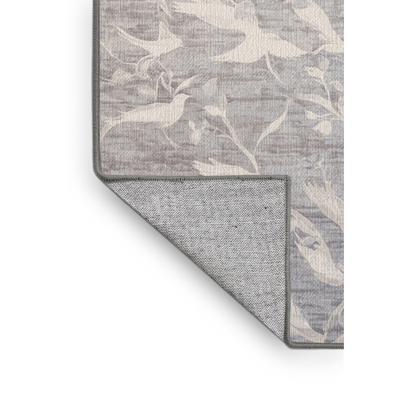Machine Washable Gray Area Rug, Rectangle 2' x 3'