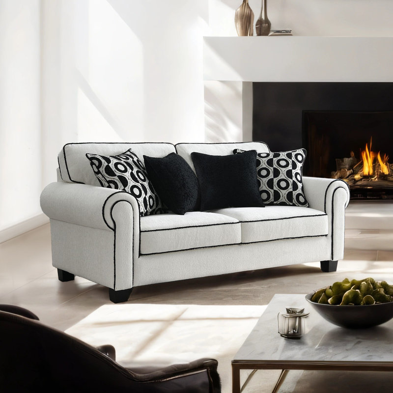Causeuse en chenille avec coussins décoratifs Faryn