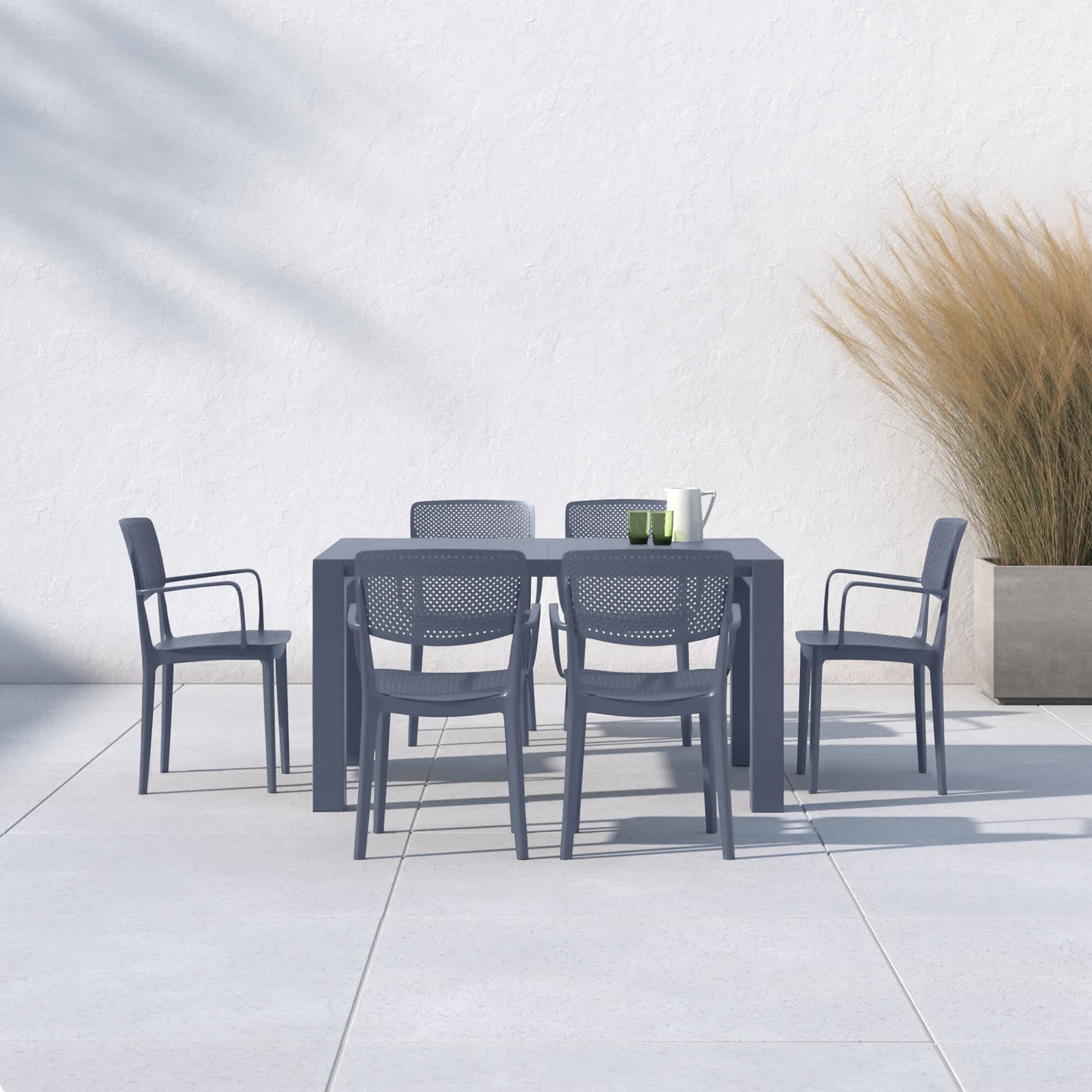 Farrah 39" Patio Dining Set, Dark Gray