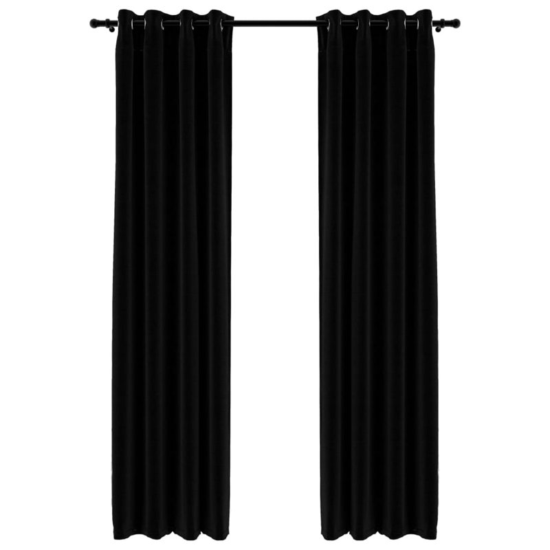Chaarvi Blackout Curtain Pair, 140cm Width x 245cm Drop, Black