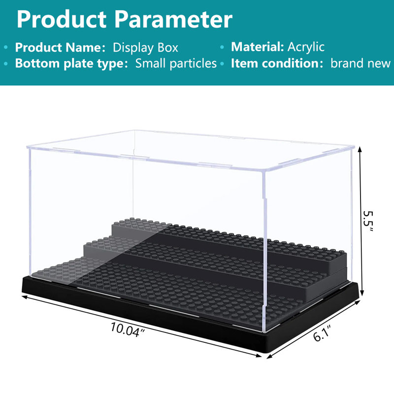 2Pcs 3-Steps Acrylic Minifigures Display Case Stackable Dustproof Collectibles Box, Black