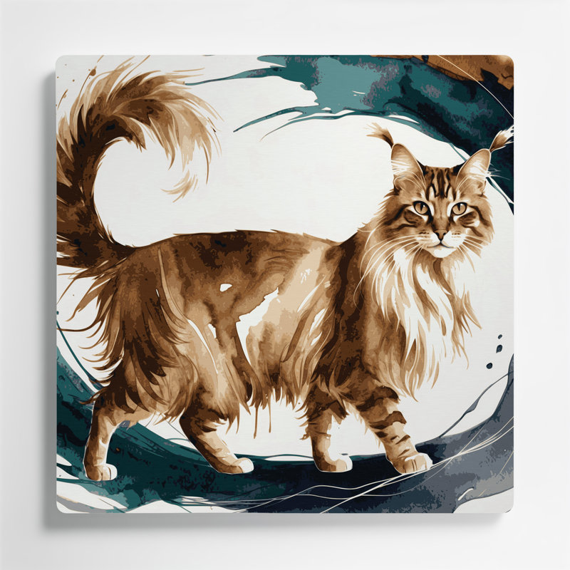 Chats Somali, art mural en métal blanc, H 384 po x l 384 po x P 0,05 po