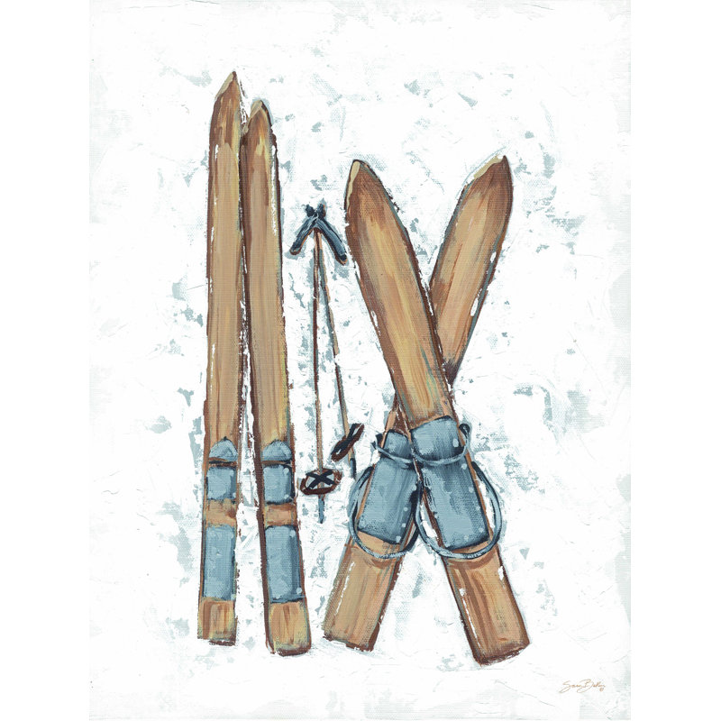 «Winter Gear Vintage Ski» par Sara Baker, reproduction sur toile tendue, H 40 po x l 30 po