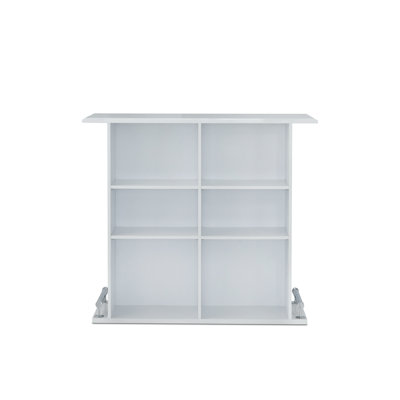 6-shelf Dining Bar Table In White High Gloss Finish - Functional & Elegant Accessory For Room Chic Addition