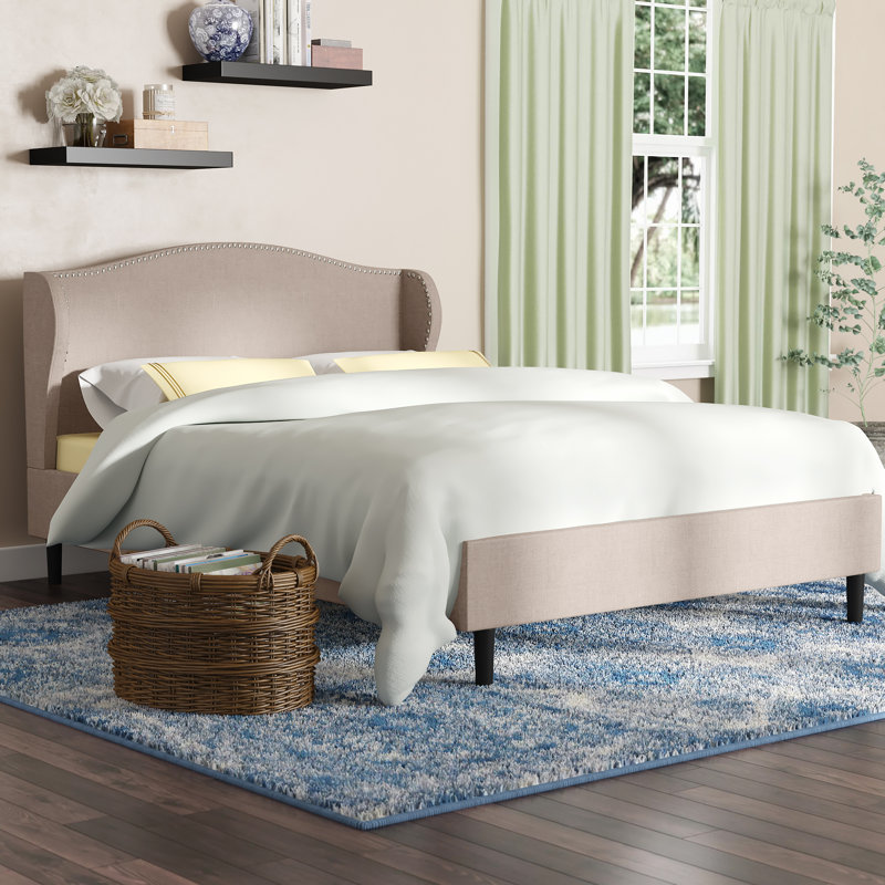 Colmar Upholstered Bed, European Kingsize (160 x 200cm), Beige