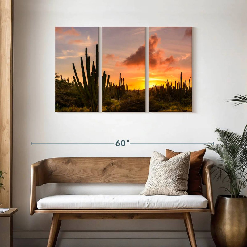 Harnek cactus coucher de soleil, H 28 po x l 45 po