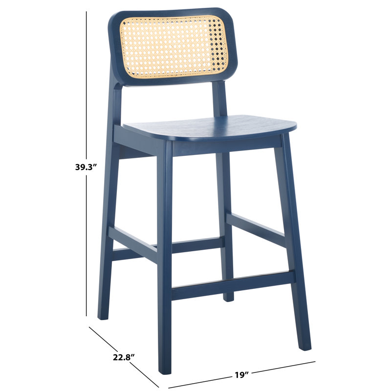 Luz Cane Counter Stool, Navy/Natural