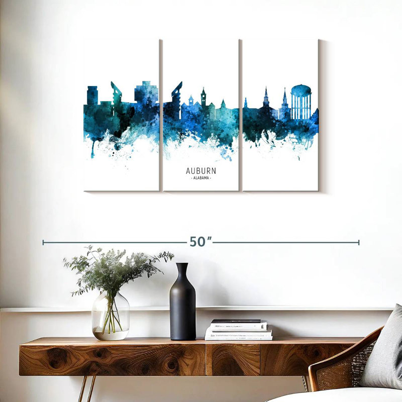 Rube Auburn Alabama Skyline I, H 24 po x l 38 po
