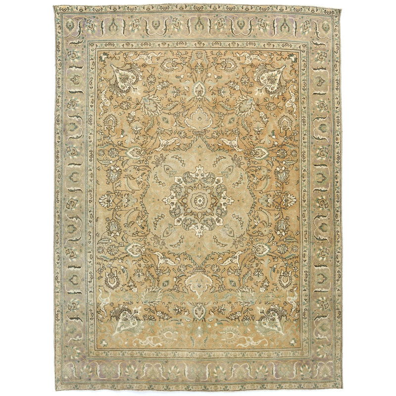 Tapis brun / crème / rose unique de 9 pi 7 po x 12 pi 5 po Tolmach