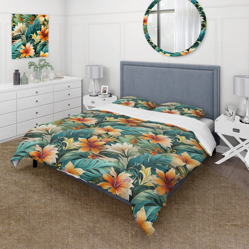 Literie Tropical Essence, Housse de couette pour très grand lit et 2 très