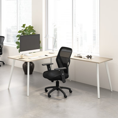 Bush Business Furniture Vista L Shaped Desk With Splayed Metal Legs - Reversible