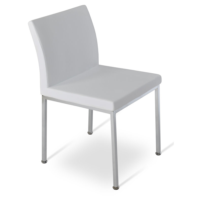 Aria Metal Adjuster Side Chair, Chrome, White Faux Leather