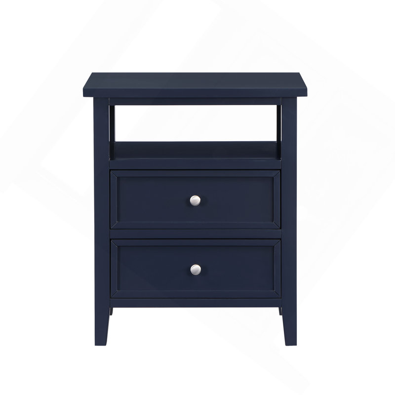 Weston Midnight Blue 2 Drawer Nightstand, Dark Blue