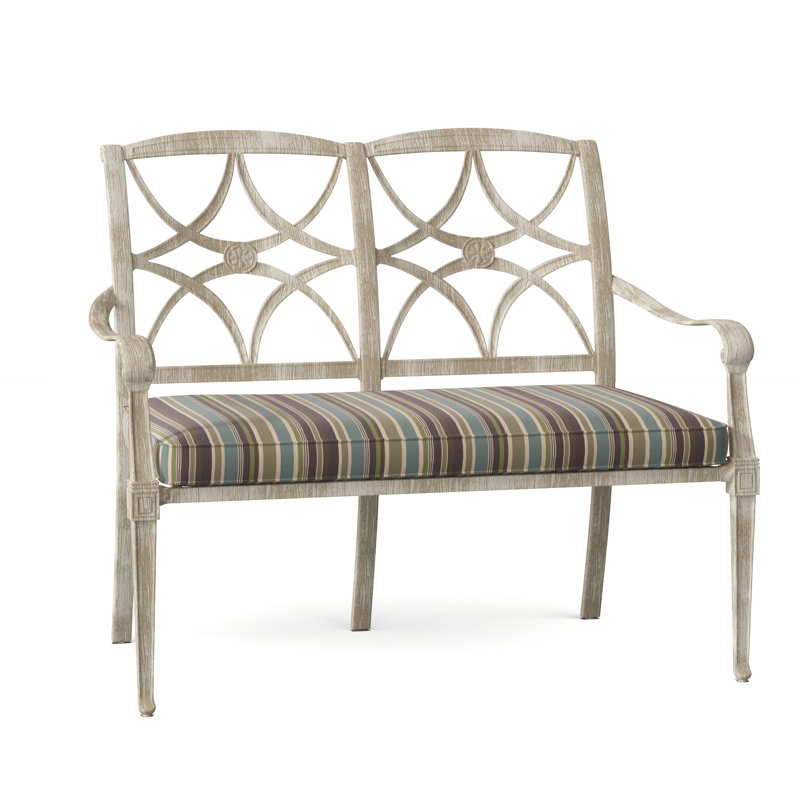 Wiltshire Outdoor Bench, Weathered White, Canvas Spa Sunbrella® Canvas