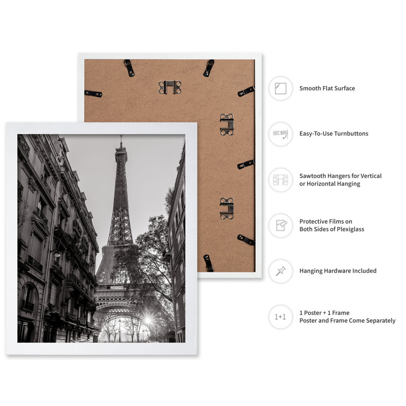 Tour Eiffel No2, Poster, 18"H x 24"W, White Framed