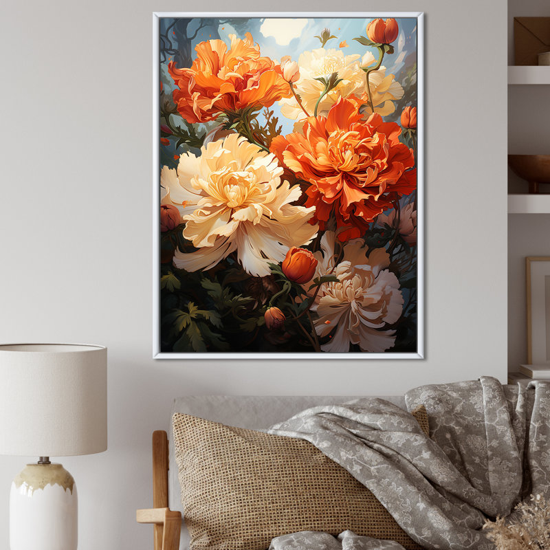 Pivoine beauté I - pivoines, art mural, Cadre simple argenté, H 44 po x l 34 po x P 1,5 po
