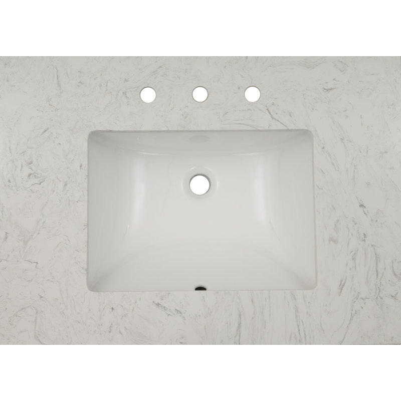 31" Iced White Ceramic Undermount Single Sink Vanity Top