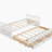 Japanese-style bed with wheels and drawers, double bed size, white-1870592876