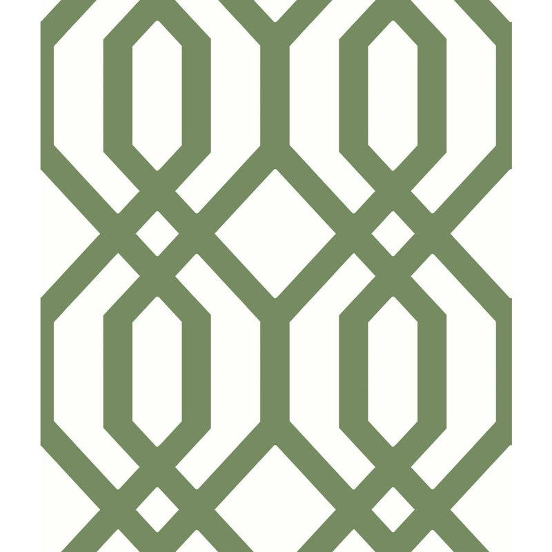 Rouleau de papier peint à motif de treillis Catone, Vert/blanc