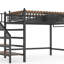 Lit mezzanine en métal Haven avec escalier de rangement et étagères pour enfants-134981013