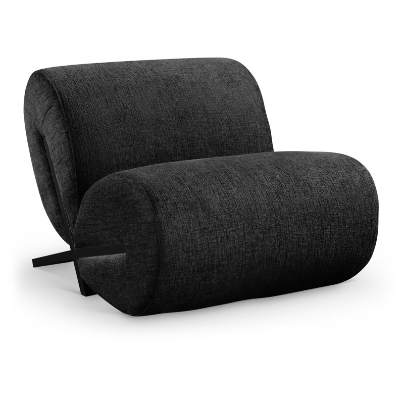 Akira Fabric Accent Chair, Black Polyester Fabric, Black