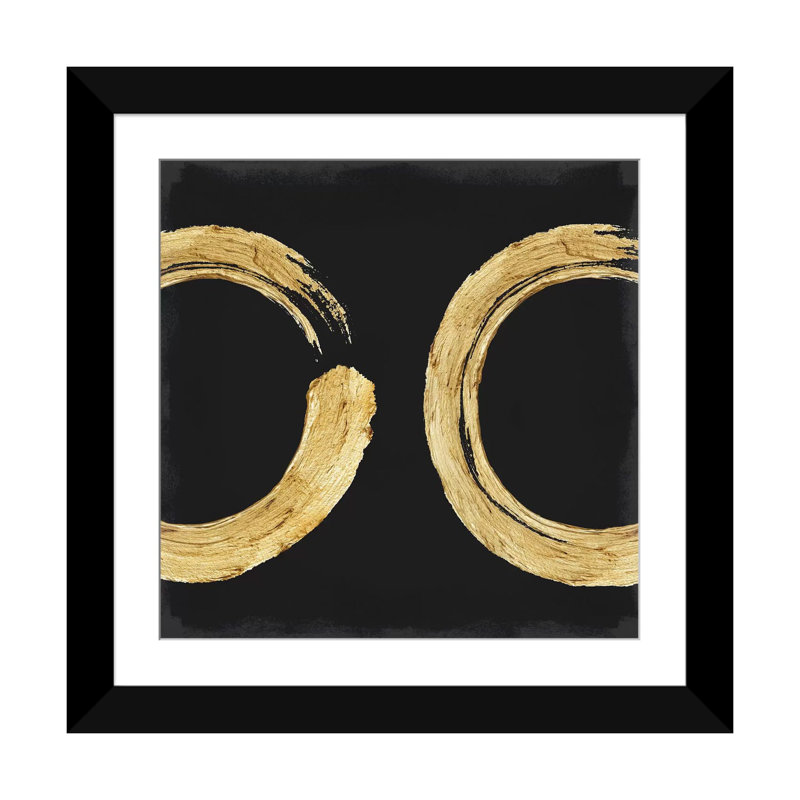 «Gold Zen Circle on Black II» non disponible sur toile, H 24 po x l 24 po x P 1 po, Toile tendue, Blanc