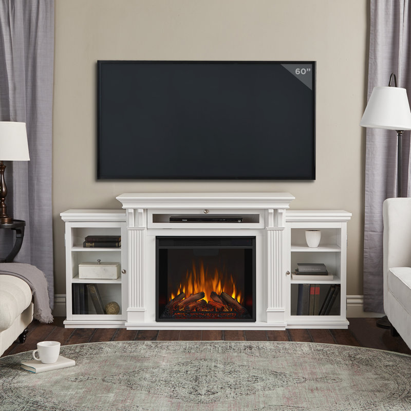 Calie 67'' TV Stand with Fireplace, White
