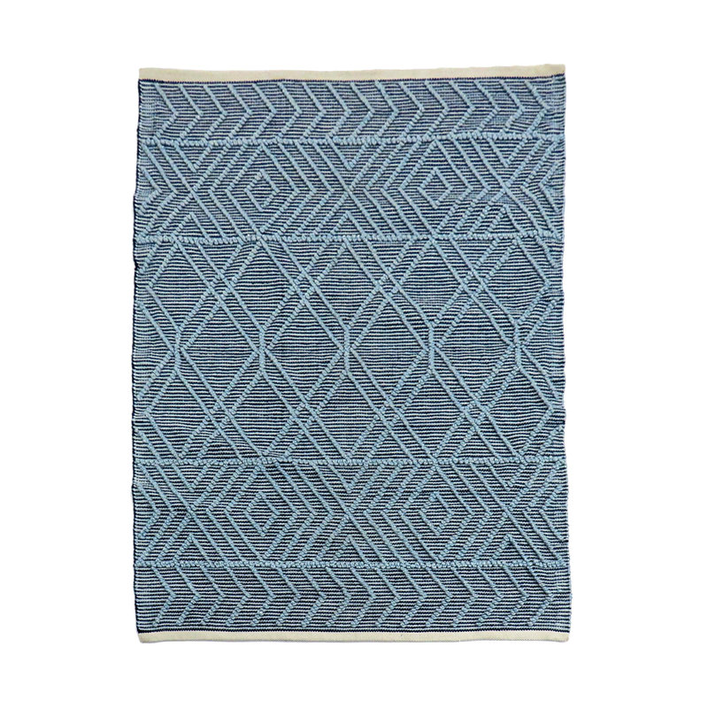Tapis d'extérieur tissé à la main, bleu marine, Rectangle 4 pi x 6 pi