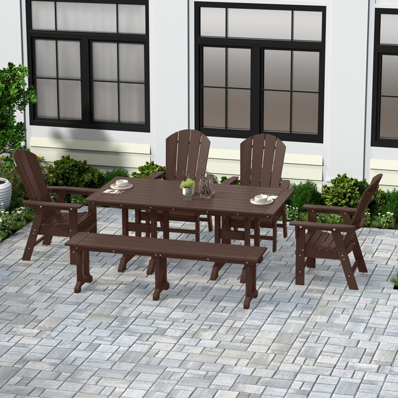 Laguna 6 - Person Patio Dining Set with Rectangular Table, Dark Brown