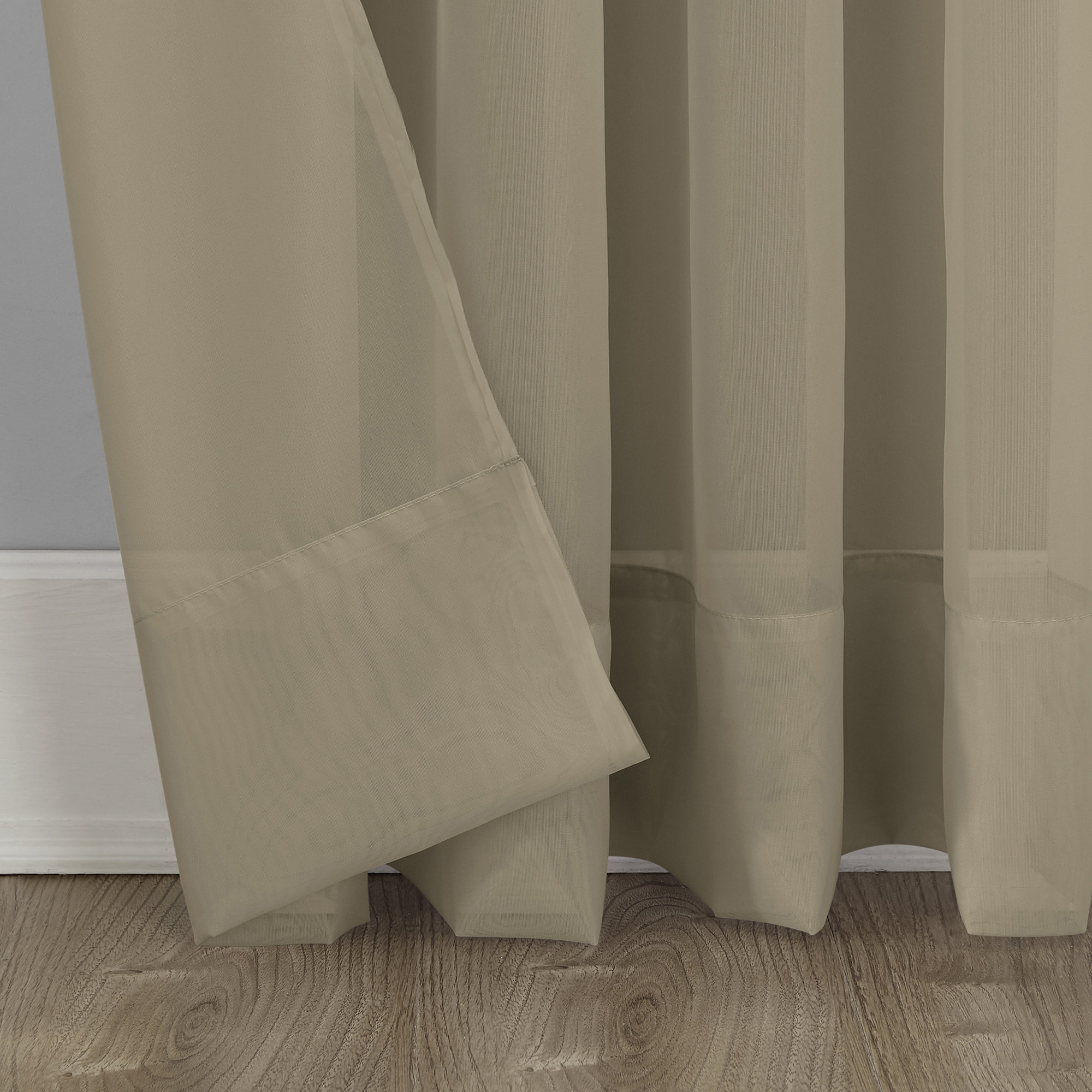 Sheer Single Curtain Panel, 59" W x 84" L, Oatmeal