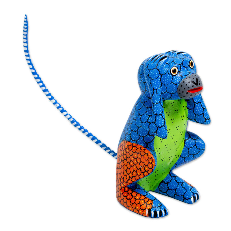 Bungalow Rose fait à la main sur bois de singe Alebrije Figurrine