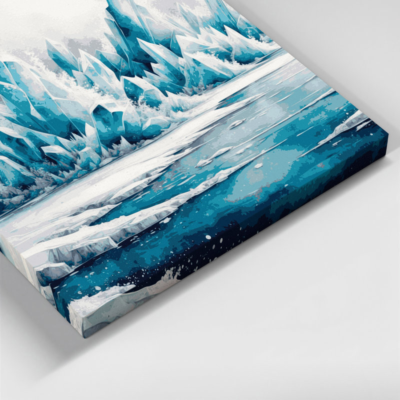 Art mural sur toile gris, "Sci Fi Frozen tundra", H 32 po x l 32 po