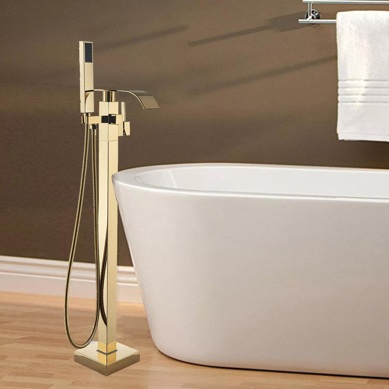 Floor Waterfall Faucet with Diverter, Gold