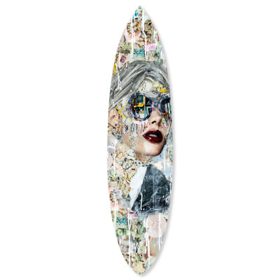 Graffiti Galaxy Surfboard by Katy Hirschfeld - Decorative Surfboard Wall Art Print on Acrylic